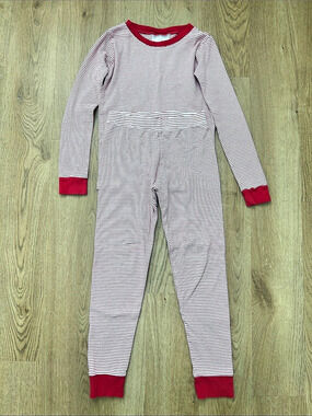 LAKE Pajamas Kids Red Long-Long Striped Pajama Set Size 8